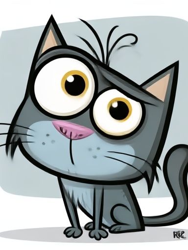 Wide-Eyed Cat Cartoon Poster. poster detail