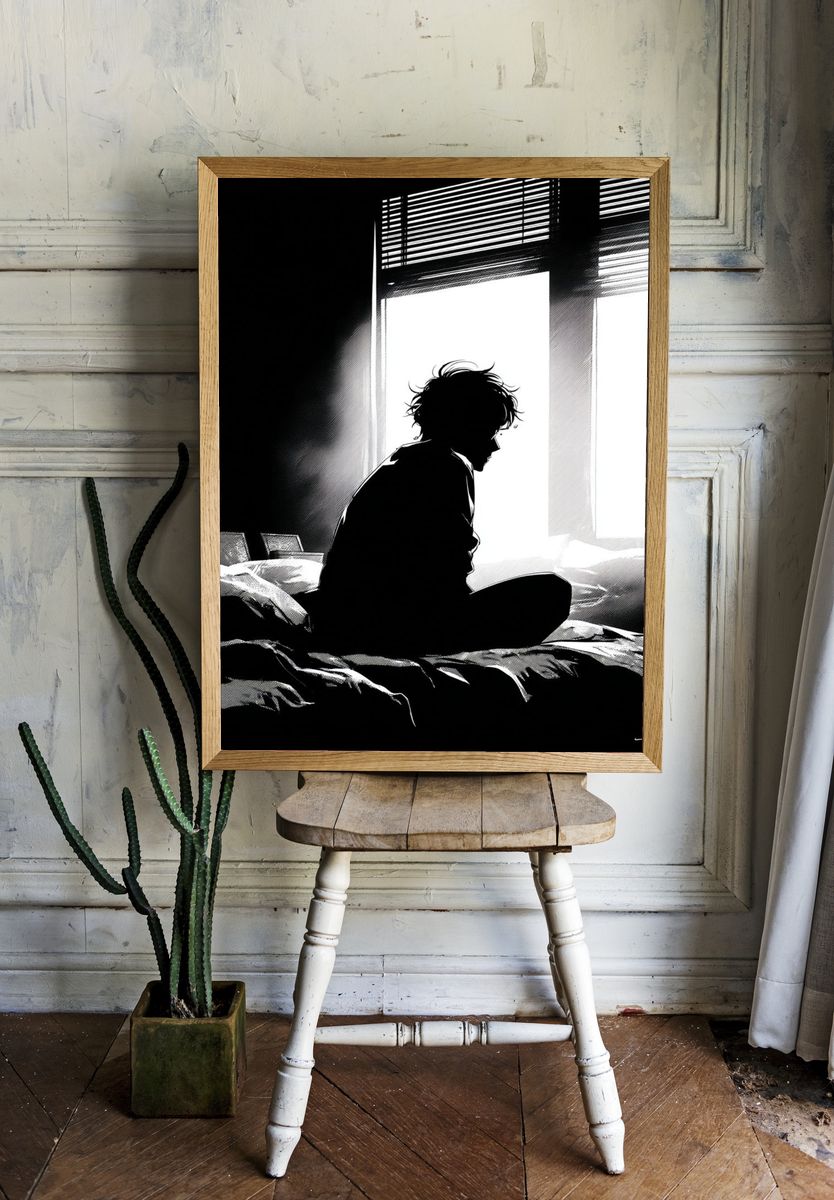 Silhouette in Morning Light — Illustration Print. — room view 1