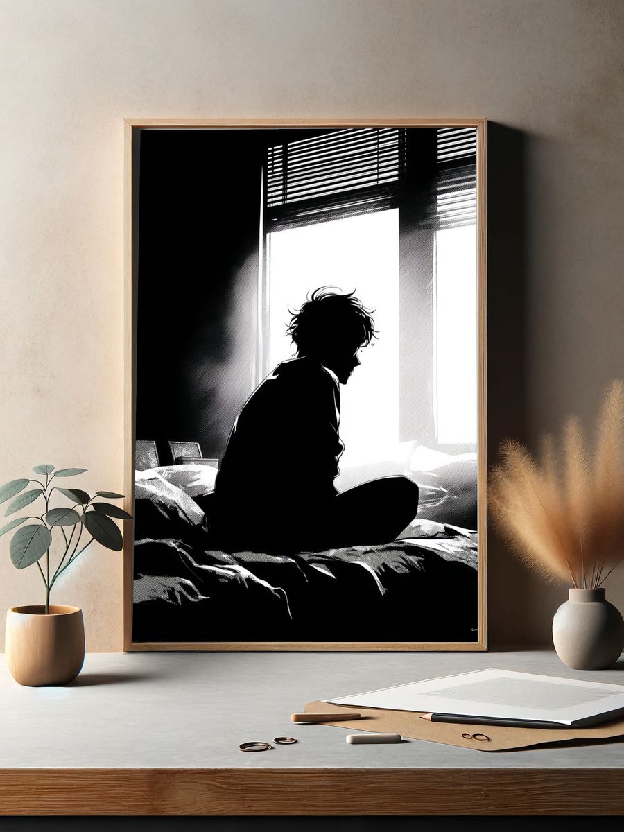 Silhouette in Morning Light — Illustration Print. — room view 2