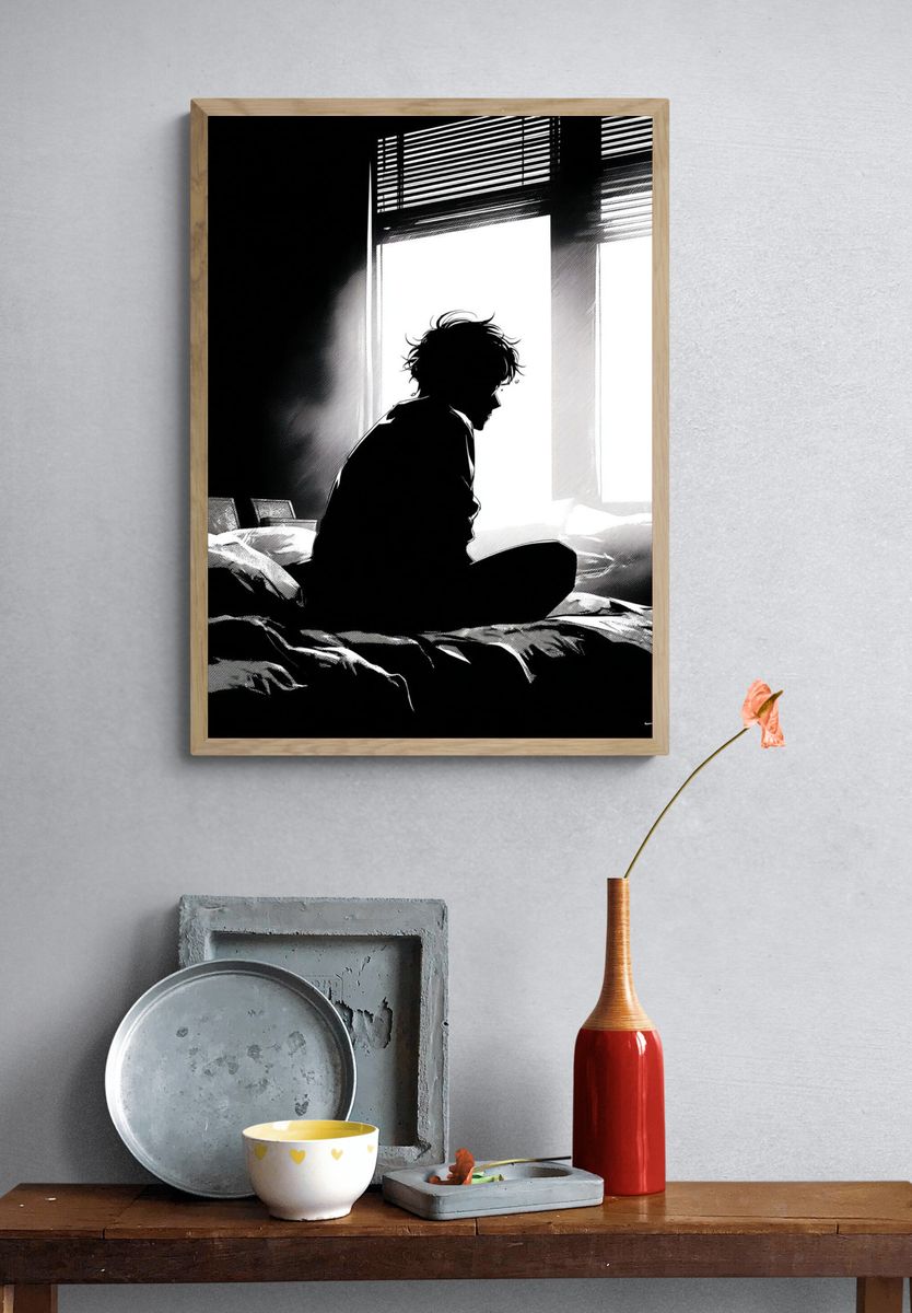Silhouette in Morning Light — Illustration Print. — room view 3
