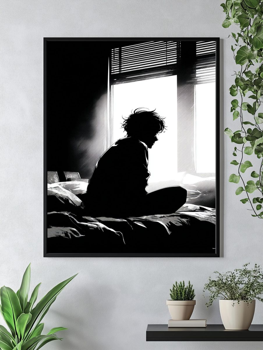 Silhouette in Morning Light — Illustration Print. — room view 4