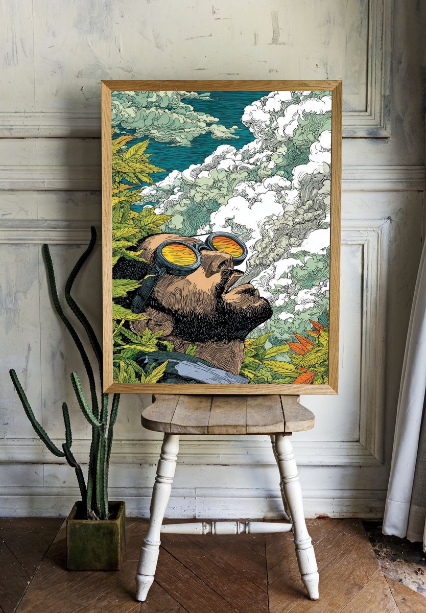 Man in Goggles — Illustration Print. — room view 1