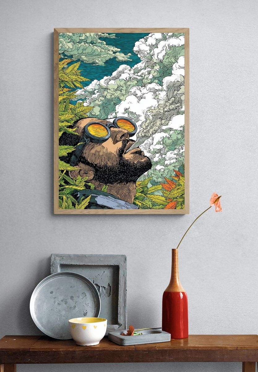 Man in Goggles — Illustration Print. — room view 3
