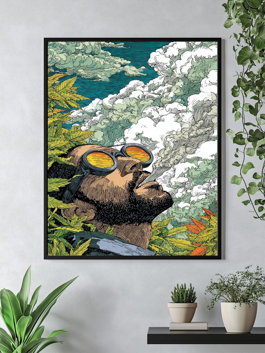 Man in Goggles — Illustration Print. — room view 4