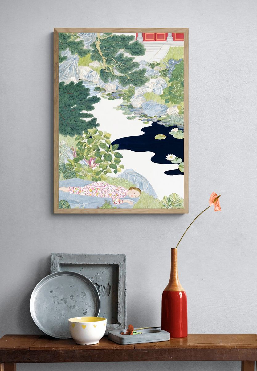 Serene Landscape — Illustration Print. — room view 3
