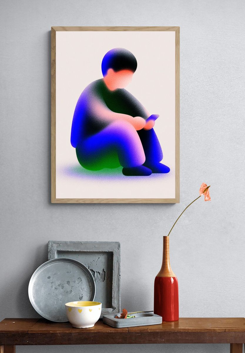 Contemplative Figure — Illustration Print. — room view 3