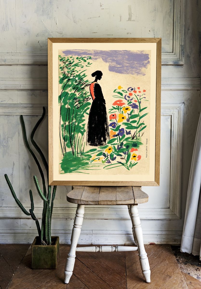 Woman in Garden — Illustration Print. — room view 1