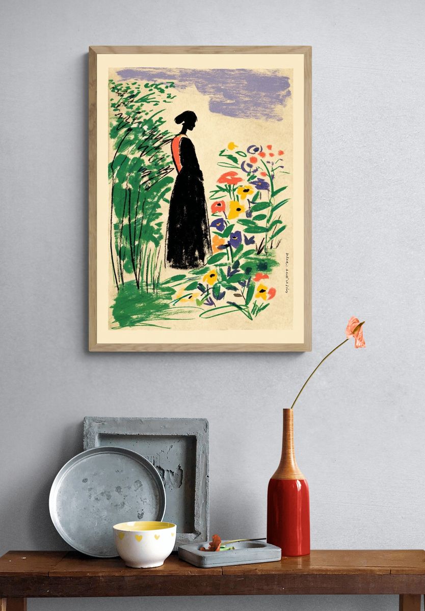 Woman in Garden — Illustration Print. — room view 3