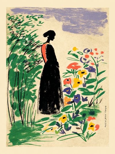 Woman in Garden — Illustration Print. poster