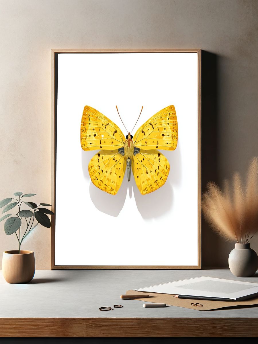 Yellow Butterfly — Illustration Print. — room view 2
