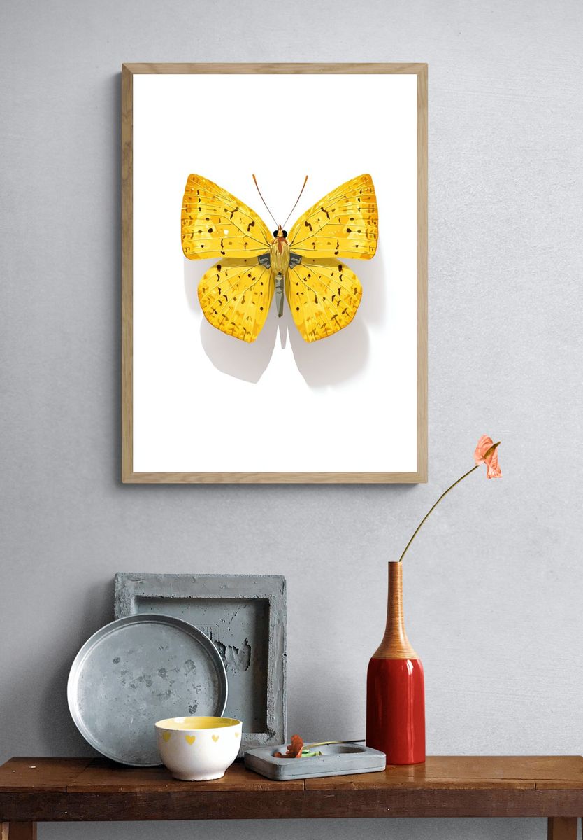 Yellow Butterfly — Illustration Print. — room view 3
