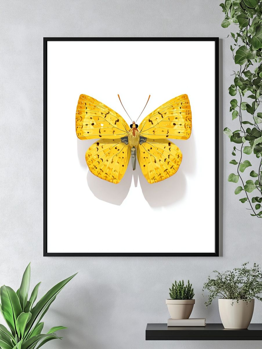 Yellow Butterfly — Illustration Print. — room view 4