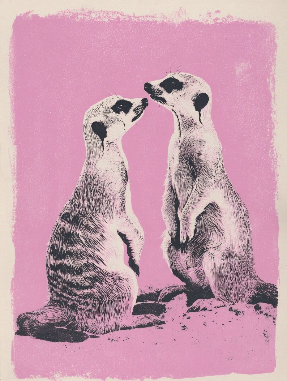 Meerkats Love — Illustration Print. poster detail