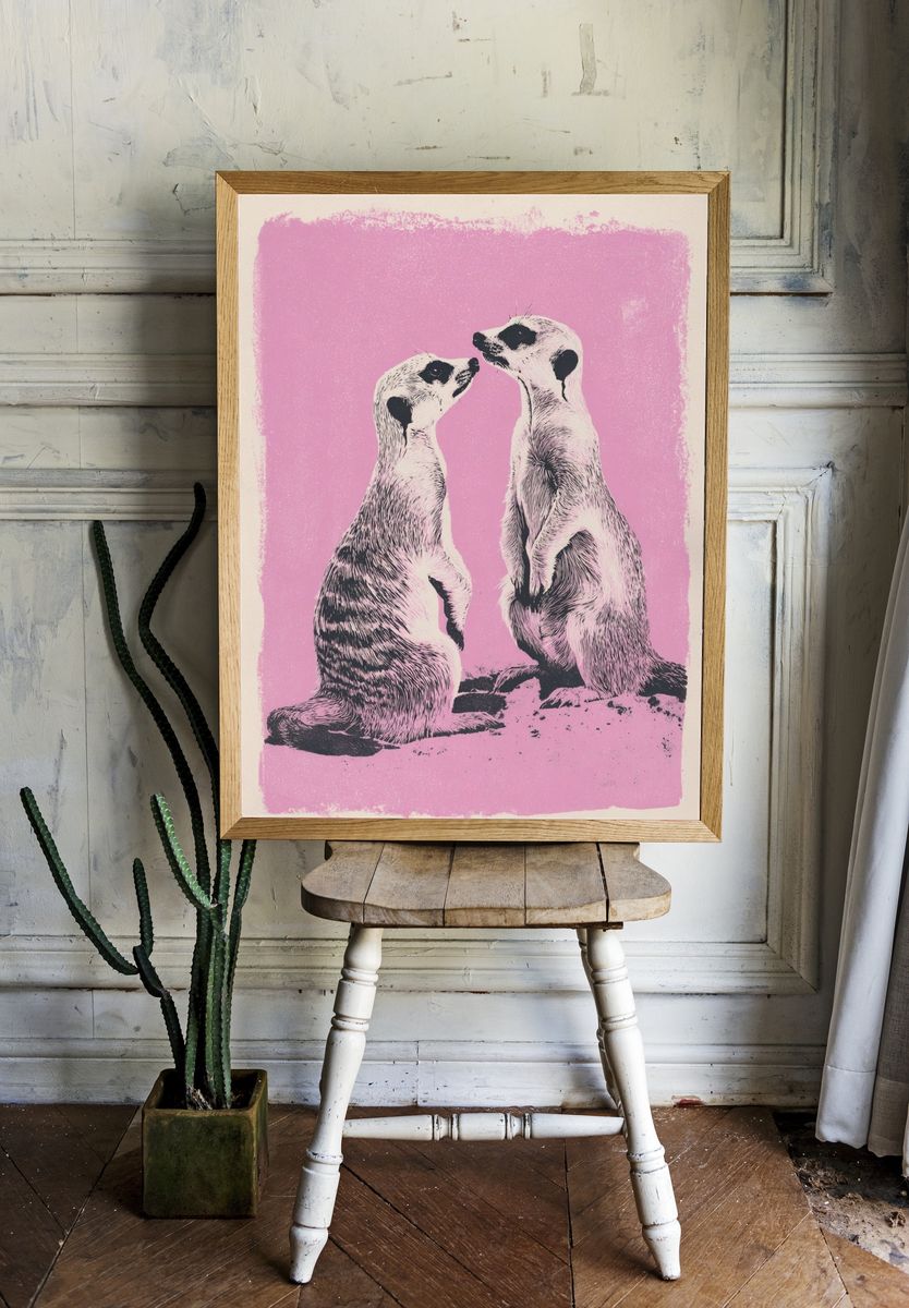 Meerkats Love — Illustration Print. — room view 1