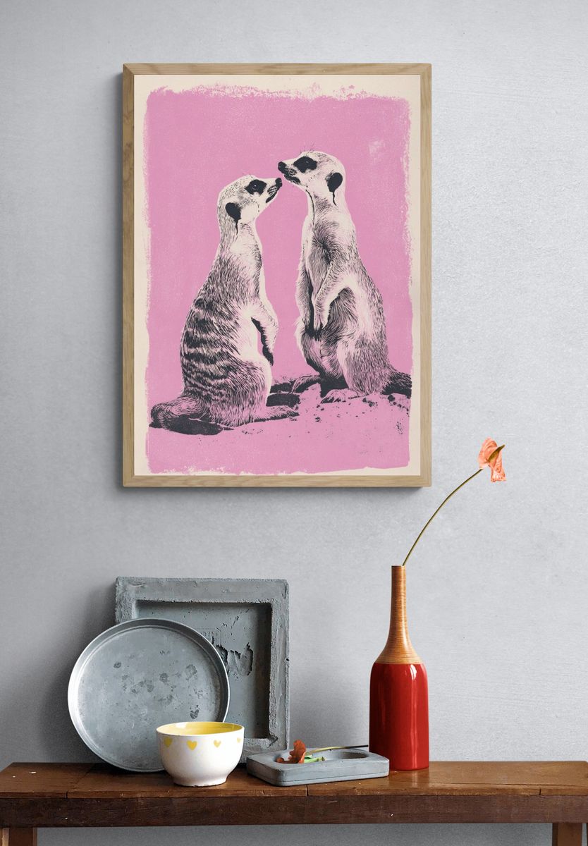 Meerkats Love — Illustration Print. — room view 3