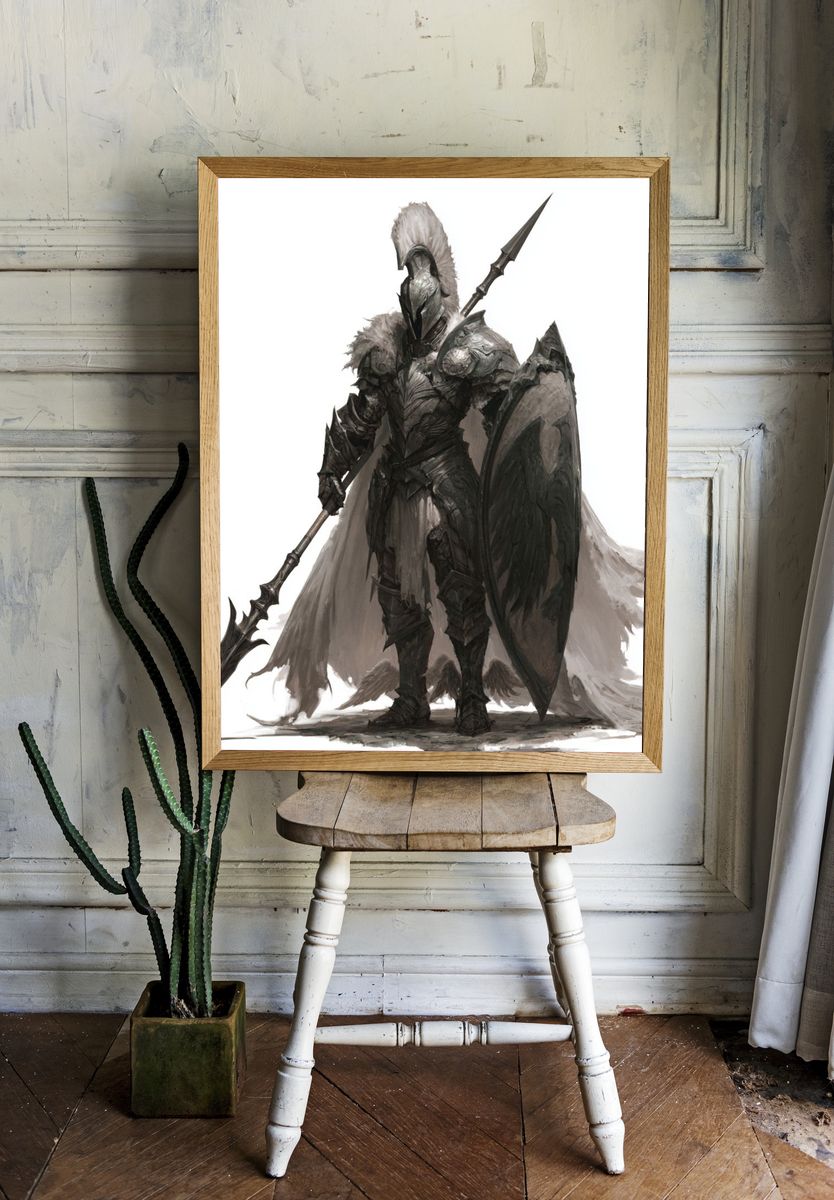 Armored Knight Fantasy Illustration Poster. room preview