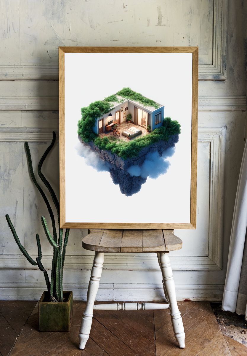 Floating Green Room — Illustration Print. — room view 1