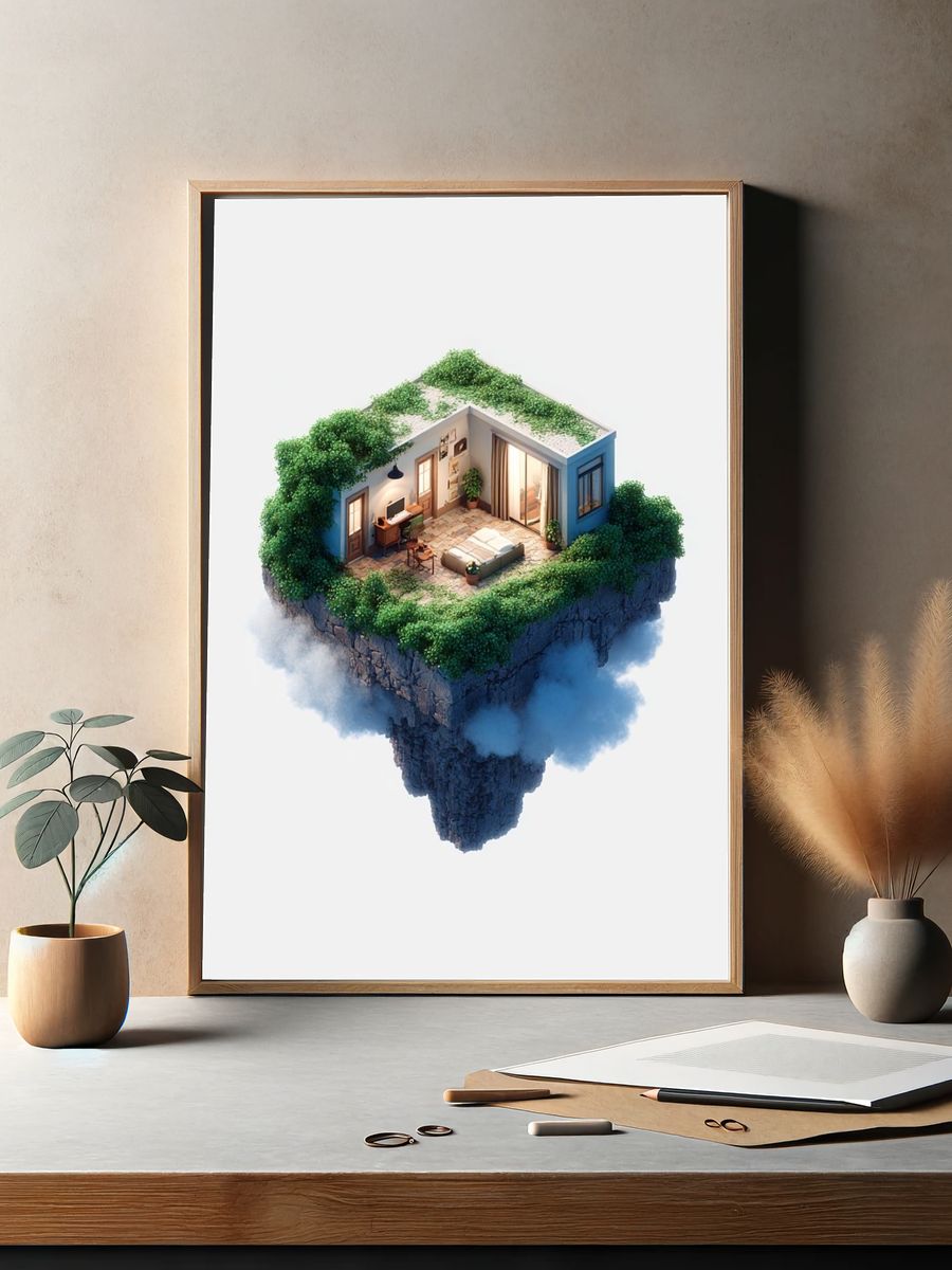 Floating Green Room — Illustration Print. — room view 2