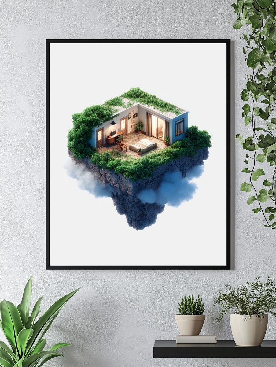 Floating Green Room — Illustration Print. — room view 4