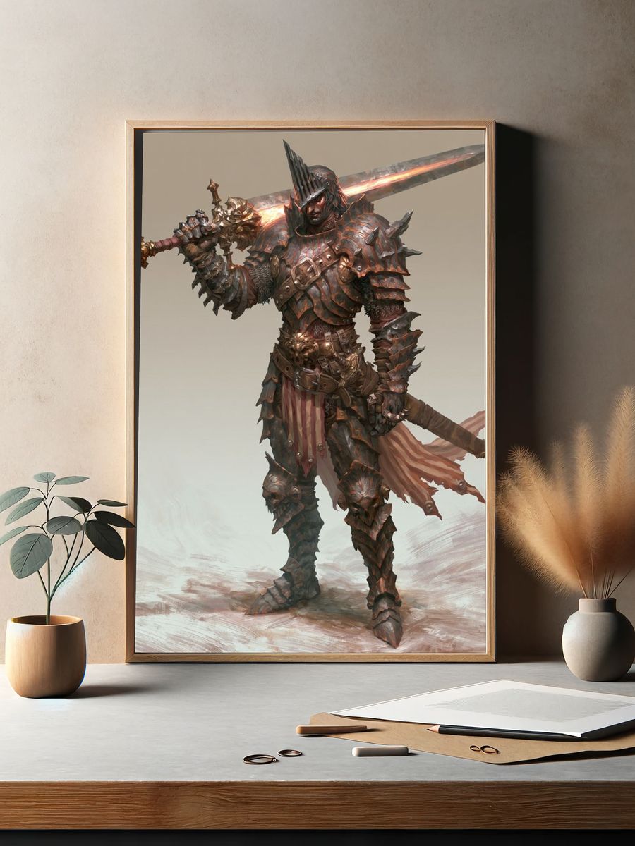 Armored Dark Fantasy Warrior Print. — room view 2