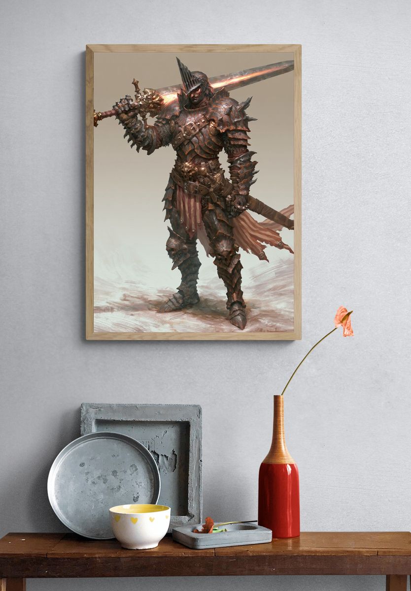 Armored Dark Fantasy Warrior Print. — room view 3
