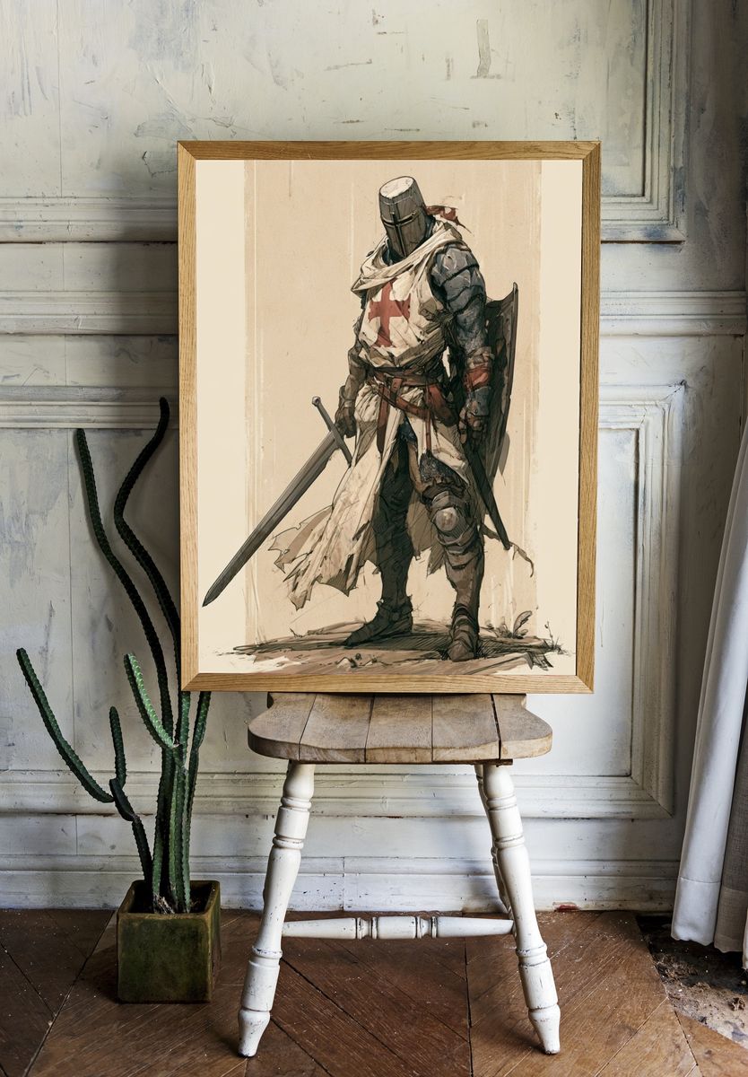 Medieval Knight Illustration Poster. room preview