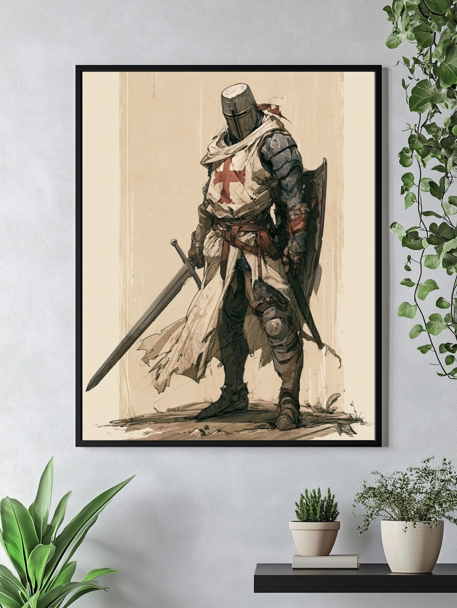 Medieval Knight Illustration Poster. — room view 4