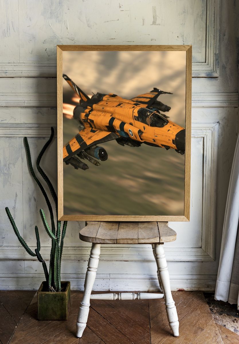 Futuristic Fighter Jet Illustration Poster. room preview