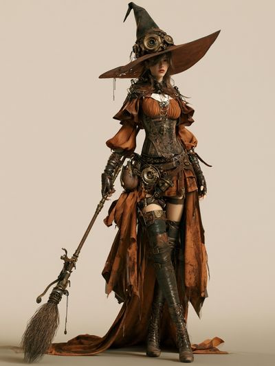 Steampunk Witch Portrait Print. poster