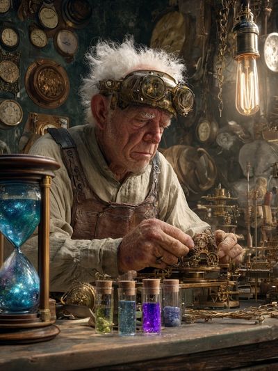 Steampunk Clockmaker Illustration Poster. poster print