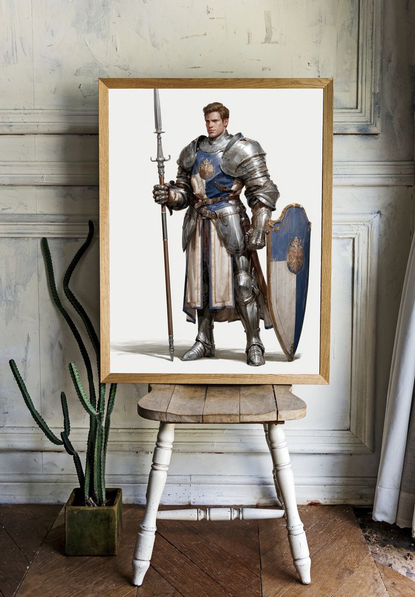 Medieval Knight Portrait Print. room preview