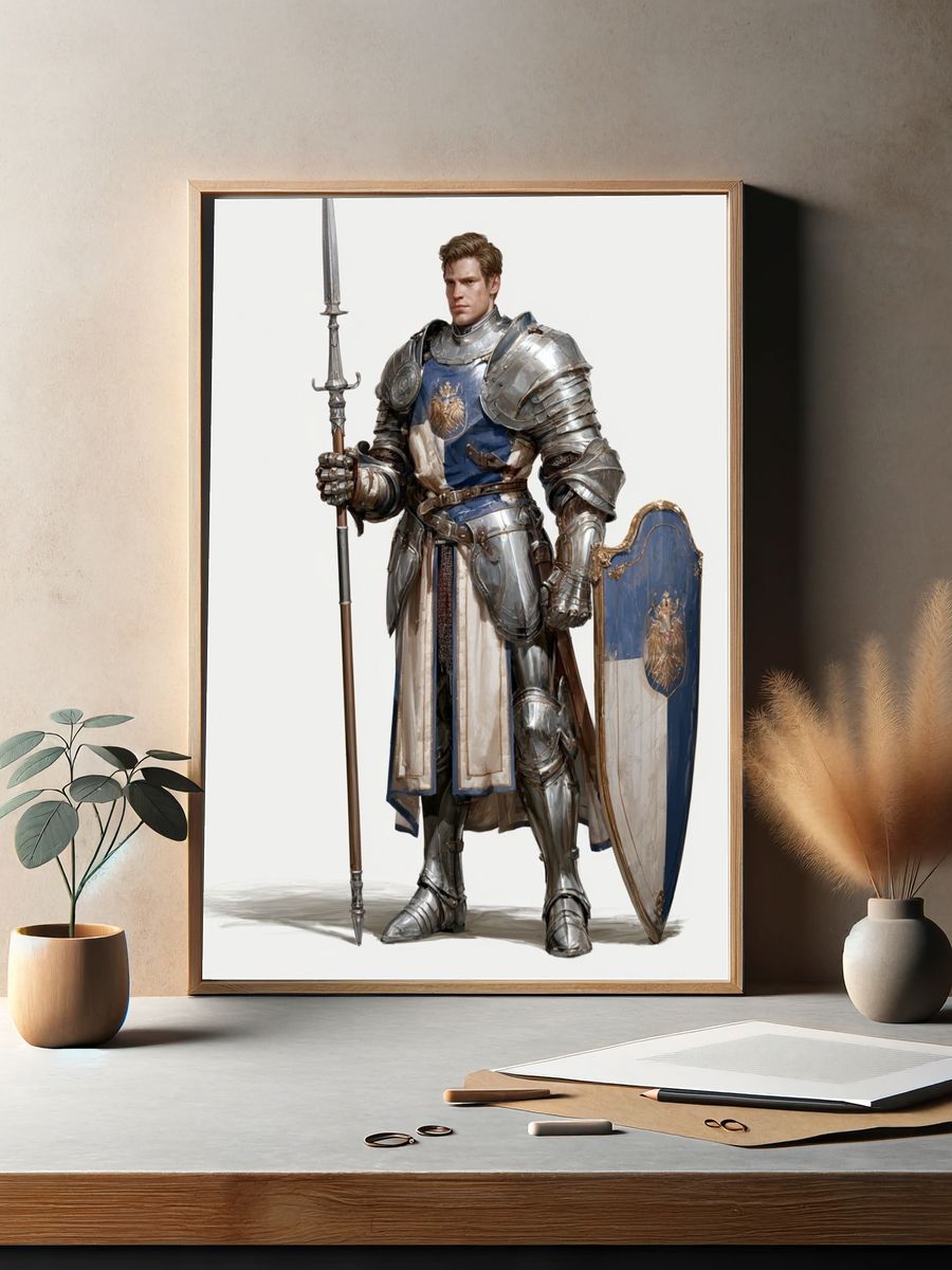 Medieval Knight Portrait Print. — room view 2
