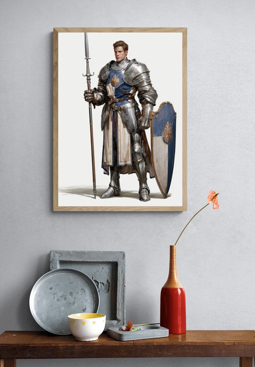 Medieval Knight Portrait Print. — room view 3