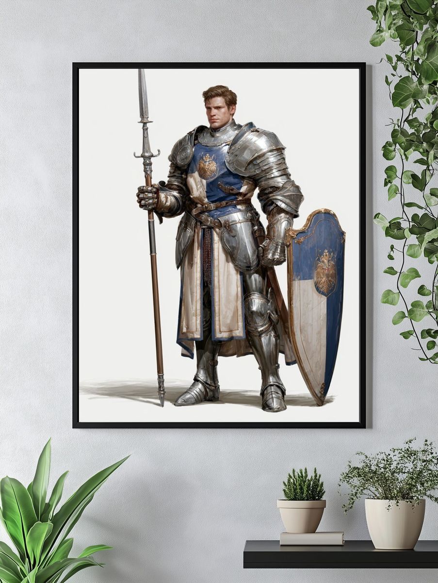 Medieval Knight Portrait Print. — room view 4