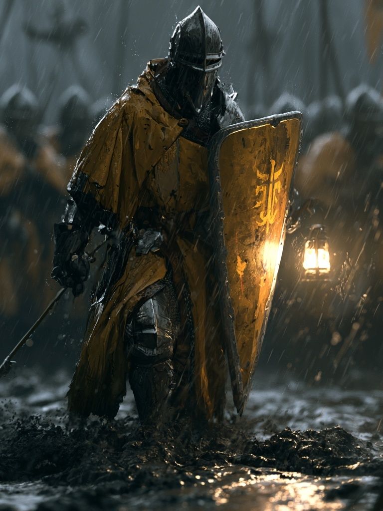 Rainy Knight Fantasy Illustration Poster. poster — illustration art