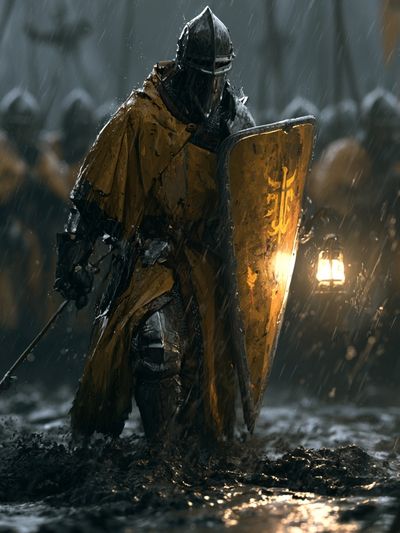 Rainy Knight Fantasy Illustration Poster.