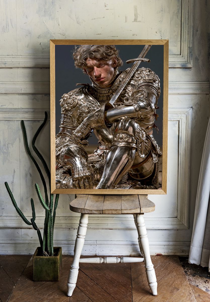 Armored Knight Portrait Print. room preview