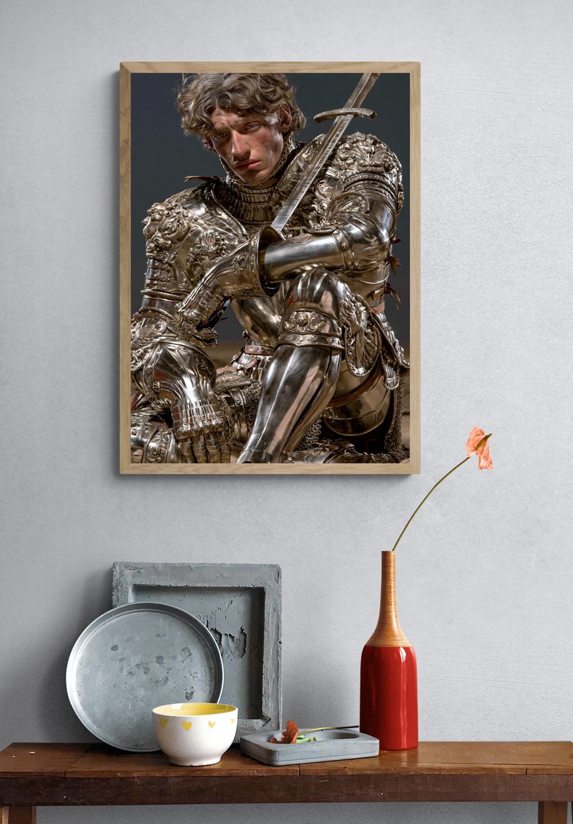 Armored Knight Portrait Print. — room view 3