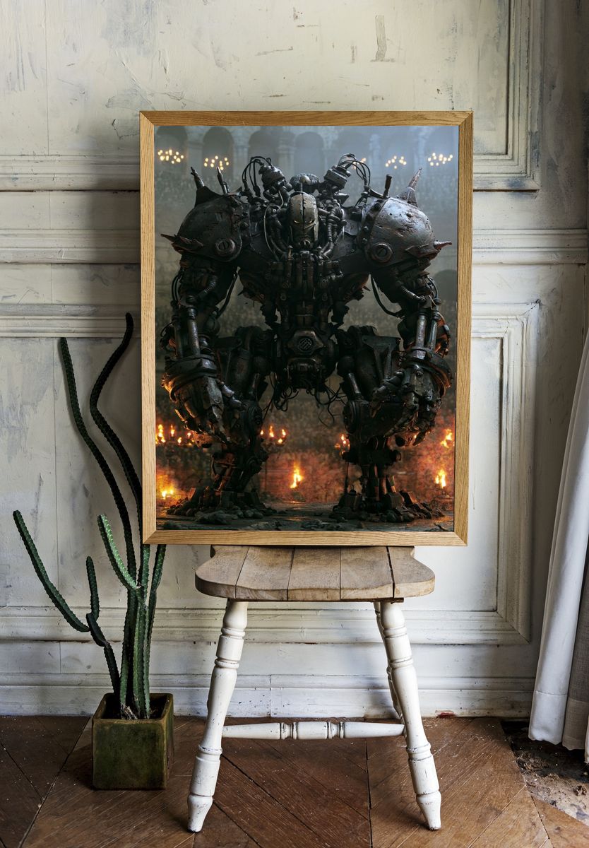 Armored Mech Warrior Sci-Fi Poster. room preview