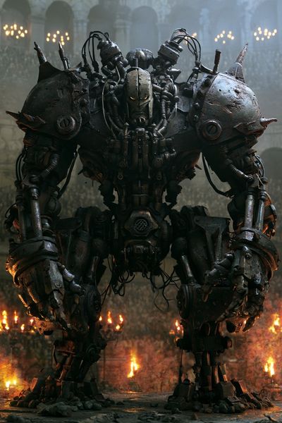Armored Mech Warrior Sci-Fi Poster.