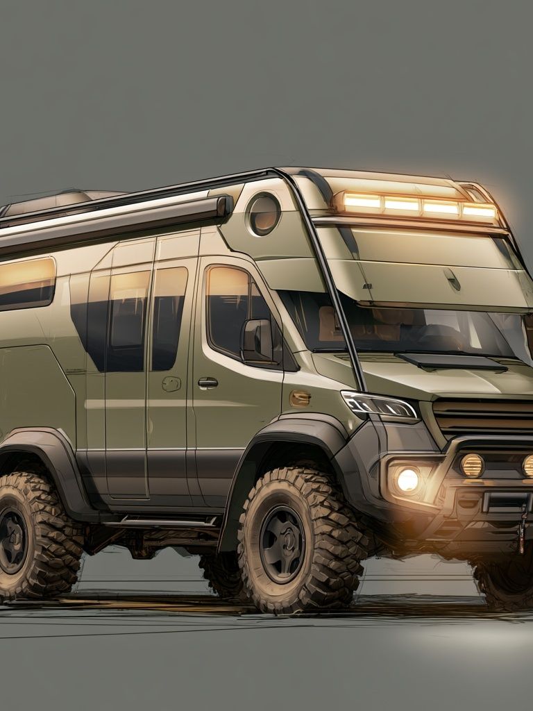 Off-Road Camper Van Illustration Poster. poster — illustration art