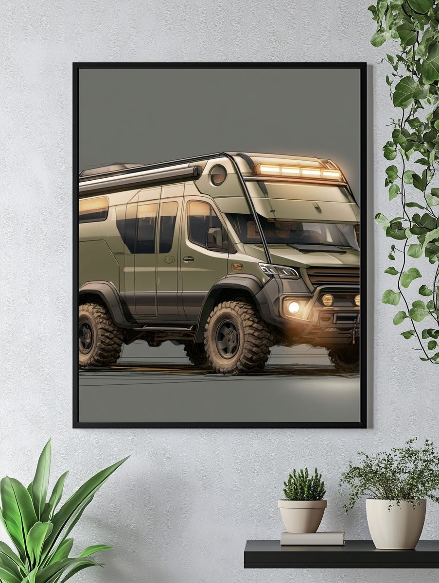Off-Road Camper Van Illustration Poster. — room view 4