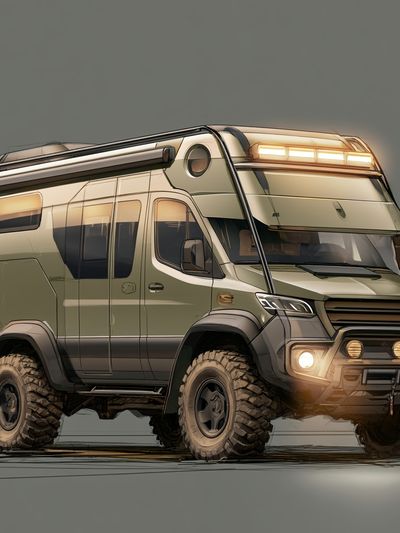 Off-Road Camper Van Illustration Poster.
