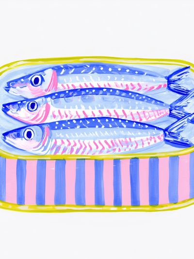 Tinned Fish Watercolor Poster.
