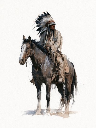 Native American Horse Watercolor Poster. poster