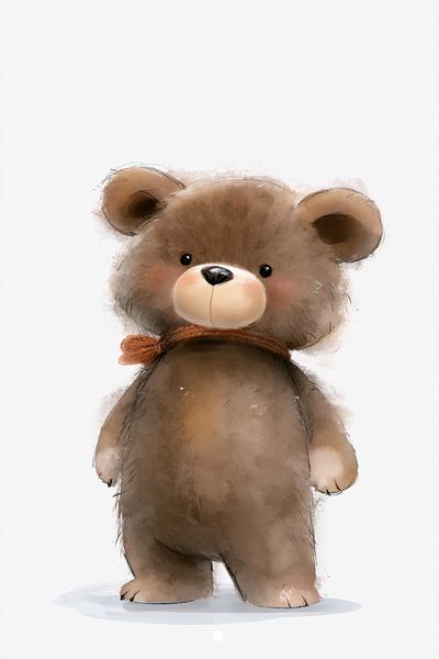 Cute Teddy Bear Watercolor Poster. poster
