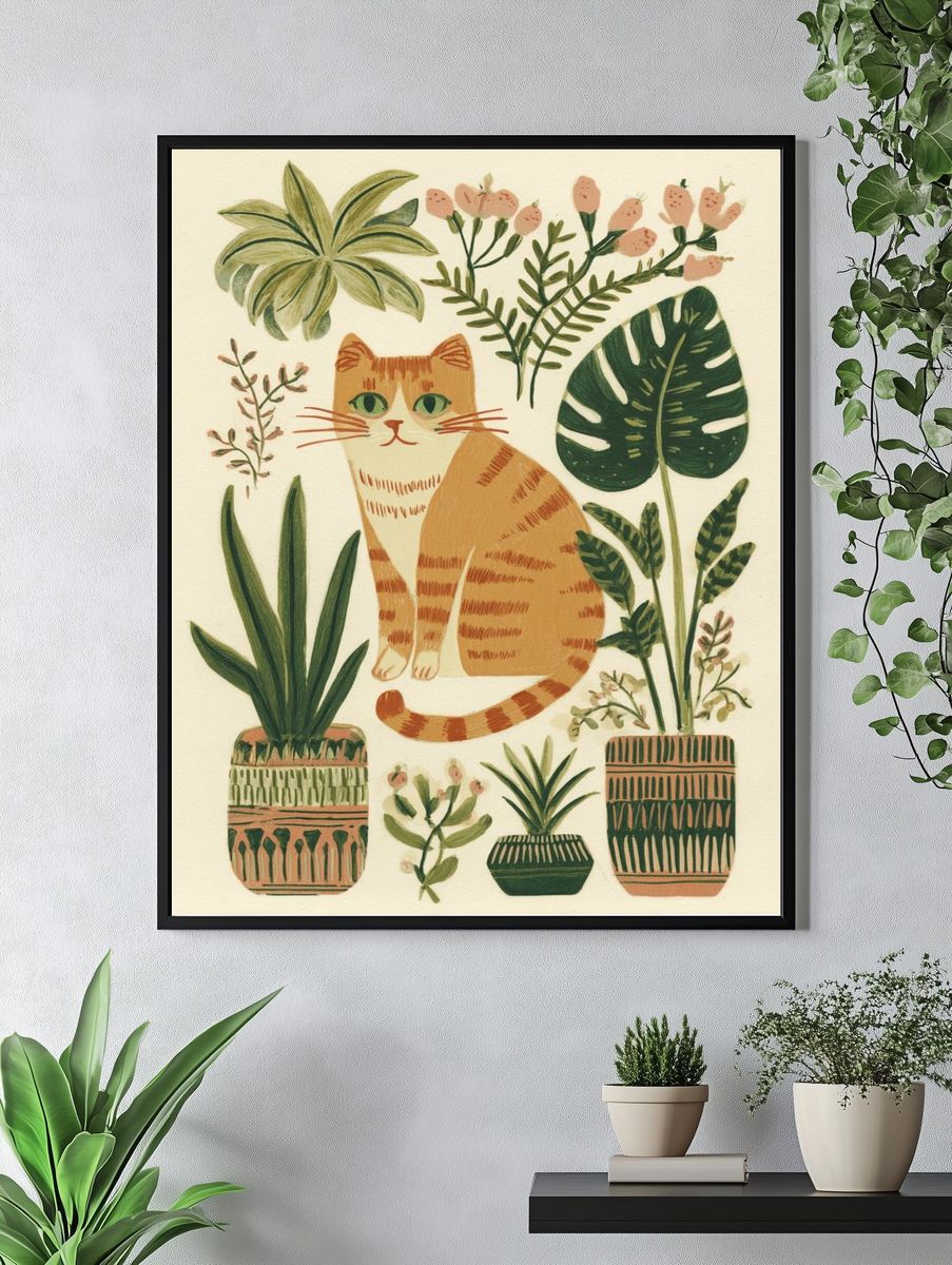 Botanical Cat Watercolor Print. — room view 4