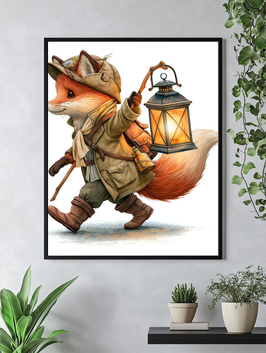 Adventurer Fox Illustration Poster. — room view 4