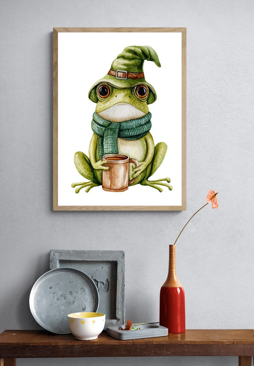 Wizard Frog Watercolor Print. — room view 3