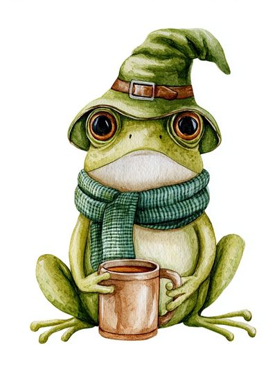 Wizard Frog Watercolor Print.